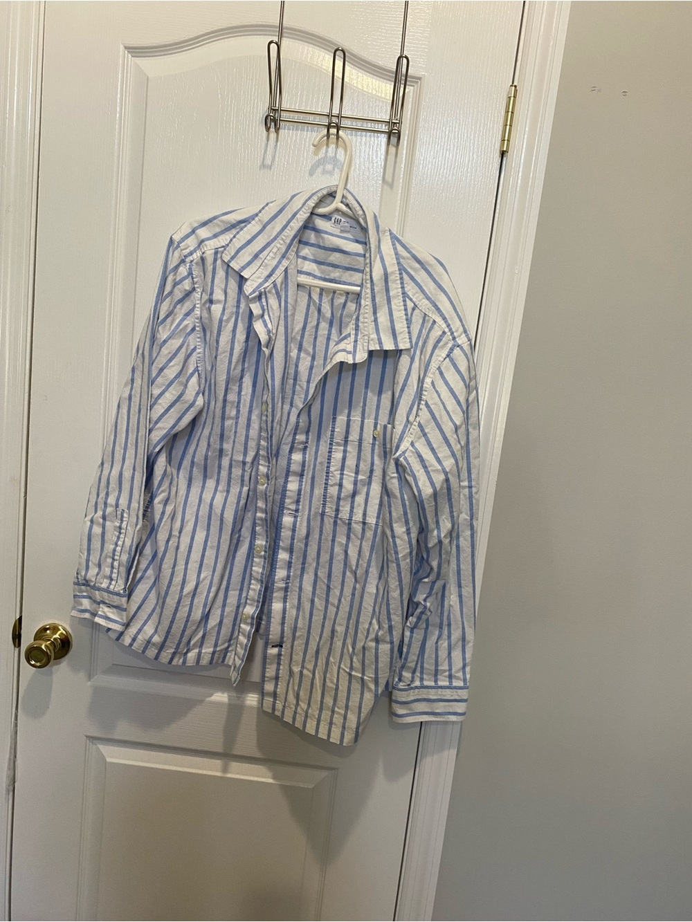 GAP Light Blue and White Vertical Stripe Button-Down Shirt